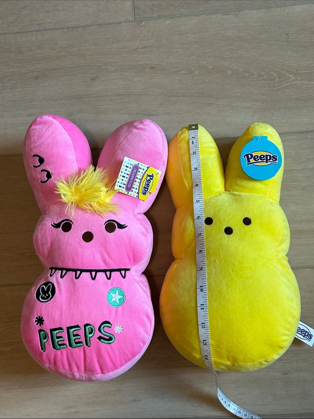 2 NWT 14” Peeps Plush Bunny Pair - Pink Emo & Yellow